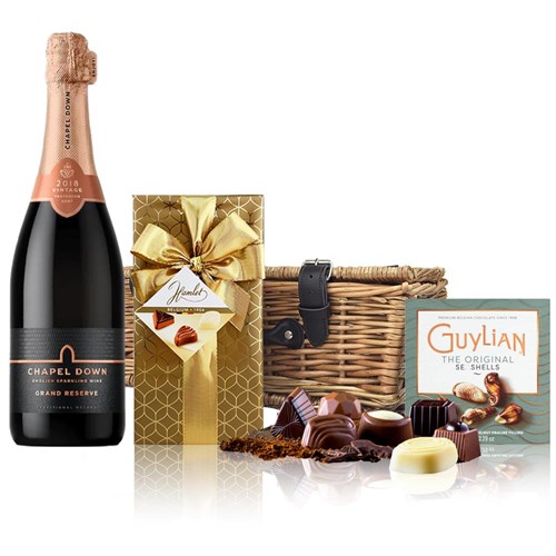 Chapel Down Grand Reserve Brut English Sparkling 75cl And Chocolates Hamper